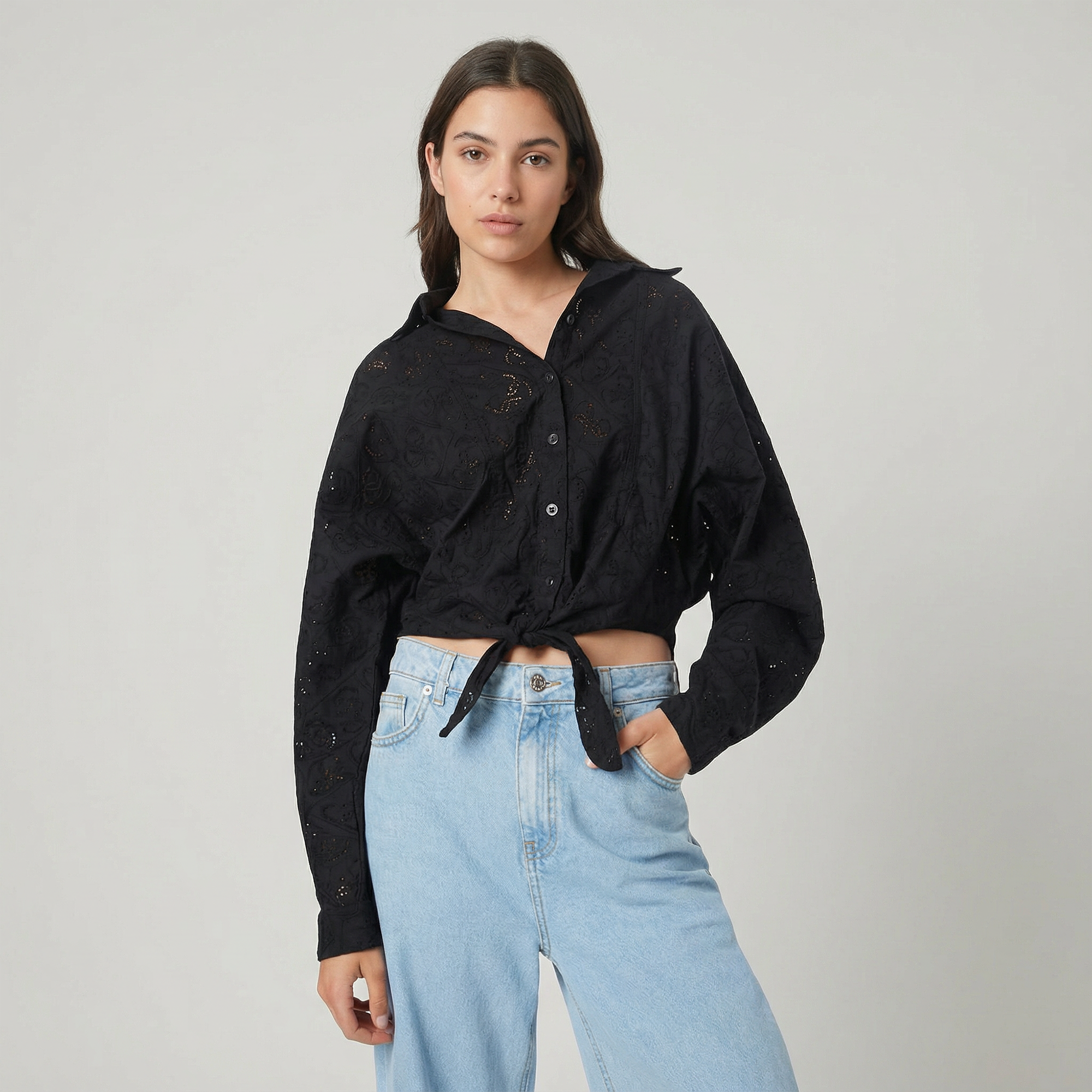 Camasa dama, GUESS, Bumbac, Negru